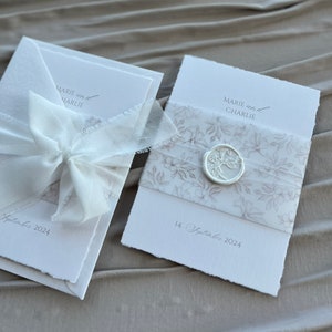 Besondere Hochzeitseinladung mit Blumen und Wachssiegel | Einladung zur Hochzeit | Einladungskarten Hochzeit Standesamt
