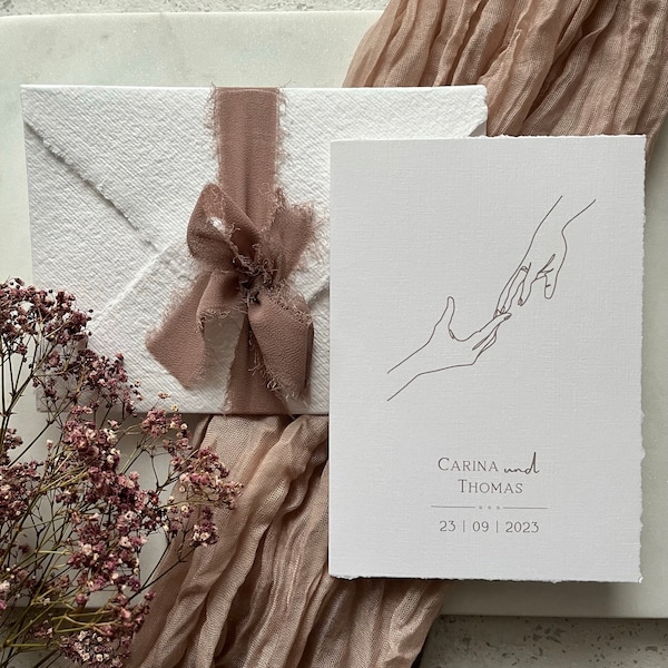 Personalisierte Glückwunschkarte zur Hochzeit | Glückwunschkarte Hochzeit | Handgeschöpftes Papier | Hochzeitskarte für Gäste | Hochzeit