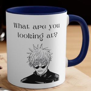 JJK Mug, Anime Lover Gift, Funny Gojo Coffee Mug, Jujutsu Anime, 11oz Mug, Gift For Her, Accent Coffee Mug