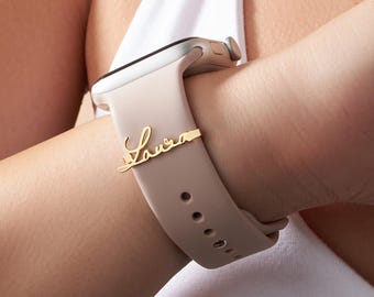 Stylish Apple Watch Charms, 14K Gold Name Tag, Trendy Watch Charms, Custom Jewelry for Watch, Perfect Gift for Her, Unique Accessories