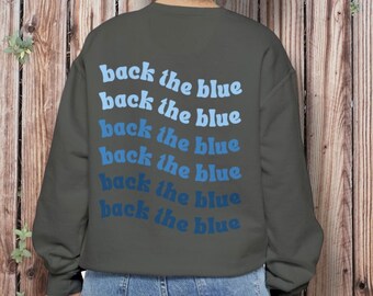 Wróć do Blue Comfort Colors Premium Garment Dyed Sweatshirt - Policja - Zastępca szeryfa - Policjant - Żona policjanta - Mama policjanta - Cienka niebieska linia