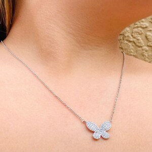 Dainty Silver Necklace, Silver Butterfly Necklace,  CZ Butterfly Necklace, Butterfly Pendant, Delicate Necklace, Silver Necklace
