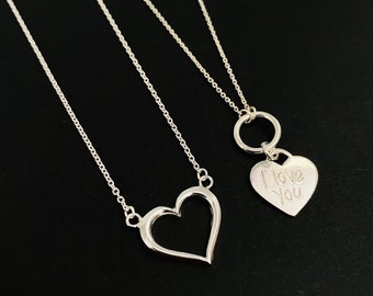 Interlocking Heart, Silver Heart Necklace, Heart Pendant, Sterling Silver Heart Necklace, Love Necklace, Gift for Girls, Delicate Necklace