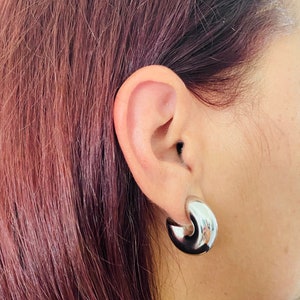 Pendientes de aro de plata con cúpula, pendientes de aro ancho de plata, pendientes de plata gruesos, pendientes de aro ligeros, pendientes de aro abiertos, pendientes de aro gruesos,