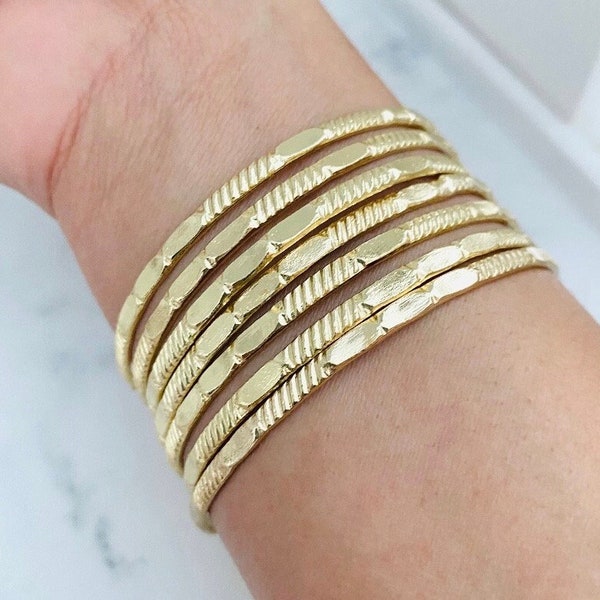 Gold Filled Set of Bangles, Indian Bangle Set, Gold Filled 7 Day Bangles, Bangle Bracelet Set, Stacking Bangle, Gold Bangle Bracelet