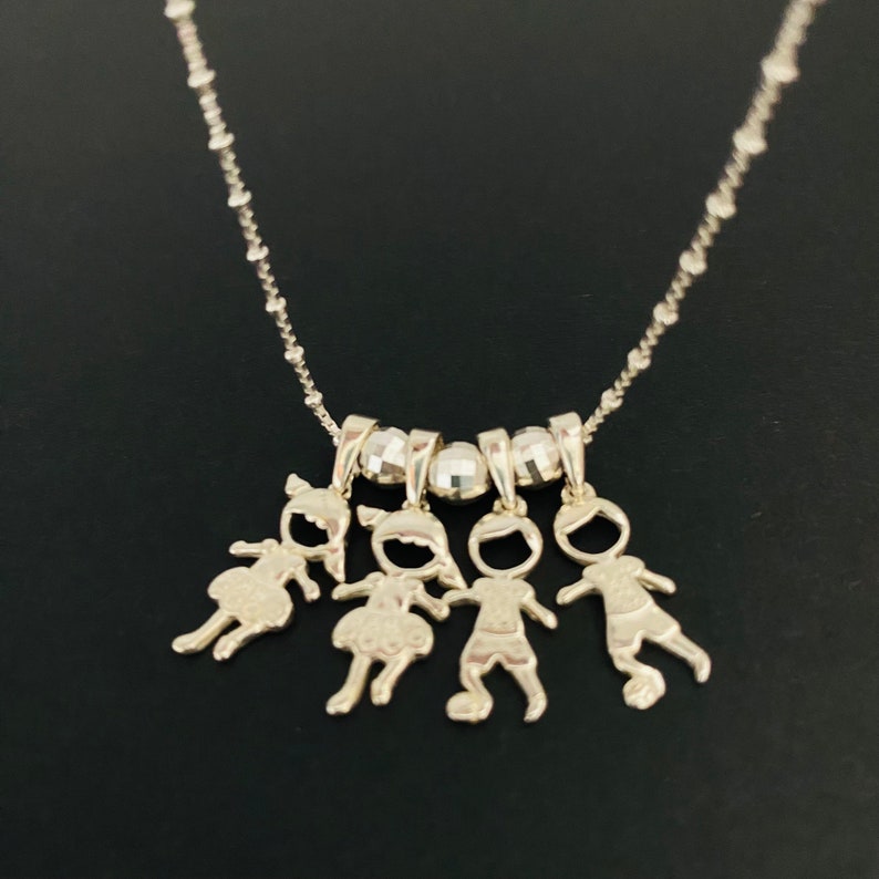 Silver Boy Girl Charm Necklace Mom Necklace Little Boy Etsy