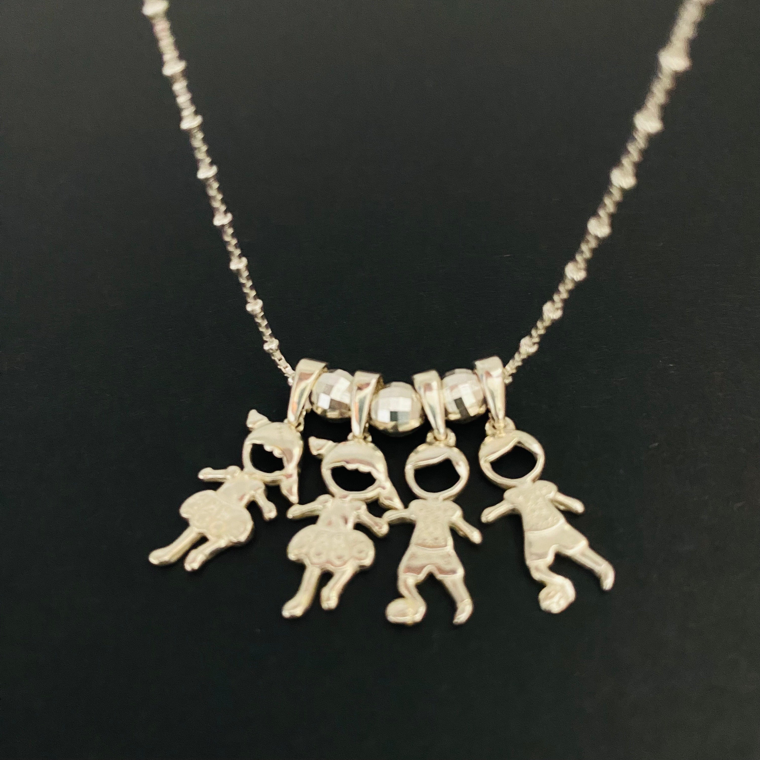 Boy Girl Pendant Necklace, Silver Boy Girl Charm Necklace, Mom Necklace