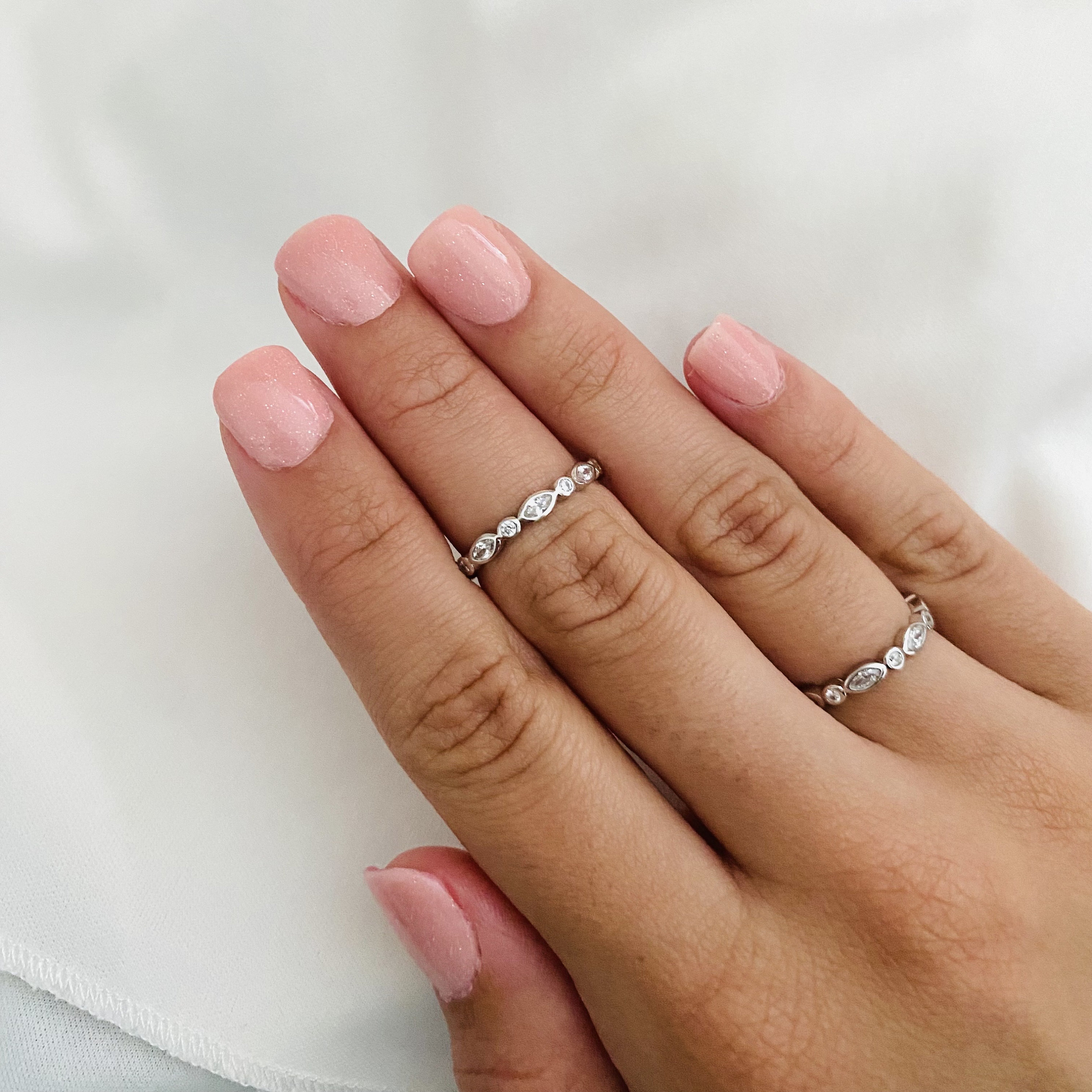 Cz Band Ring, Thin Silver Ring, Crystal Band Ring, Simple Silver