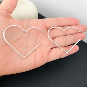 Heart Hoops, Open Hoop Earrings, Heart Earrings, Silver Hoop Earrings, Heart Hoop Earrings, Dangle Earrings, Silver Earrings, Gift for Her