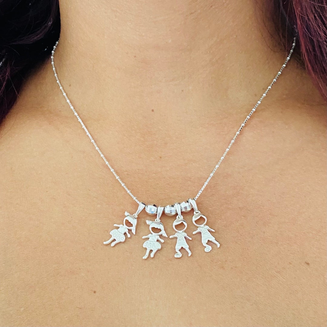 Silver Boy Girl Charm Necklace Mom Necklace Little Boy Etsy