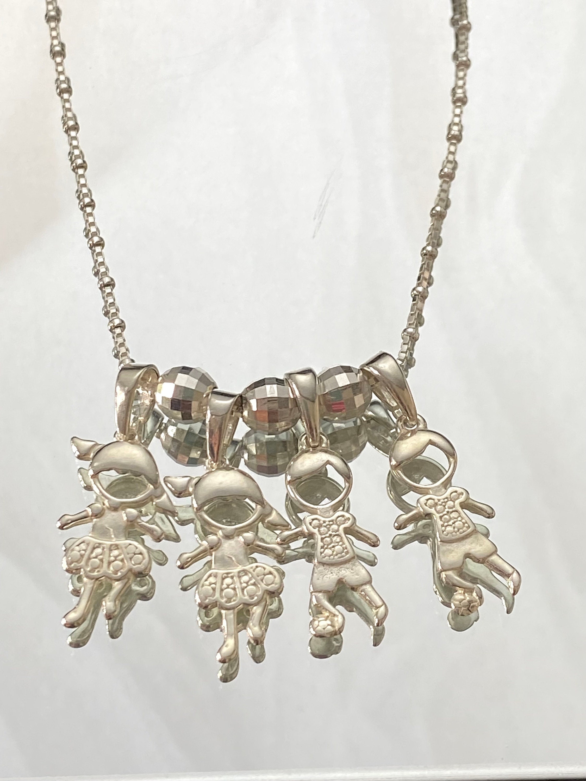 Boy Girl Pendant Necklace, Silver Boy Girl Charm Necklace, Mom Necklace