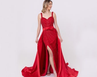 Women's Off Shoulder High Split Long Formal Party Dress Evening Gown