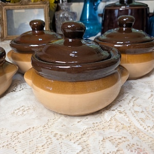 Stoneware Bean Pots & Soup Crocks with Lids - Set of 4