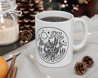 Outlined Howl's Moving Castle inspired Coffee Mug, Custom Made Gaming Tea Mug, Studio Ghibli inspired design, Anime, Hayao Miyazaki