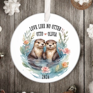 Sea Otter Ornament Customized Couples Ornament Personalized Gift Christmas Otter Couples First Christmas Ornaments Sea Otter Gifts