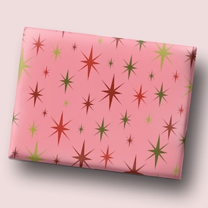 Retro Stars Wrapping Paper Retro Stars 1950s Festive Christmas Wrapping Paper Gift Wrap and Craft Paper