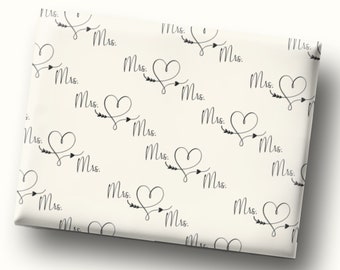 Lesbian Wedding Wrapping Paper Mrs and Mrs Gift Wrap Bridal Shower Wrapping Paper Love Gift Wrap Valentines Wrapping Paper