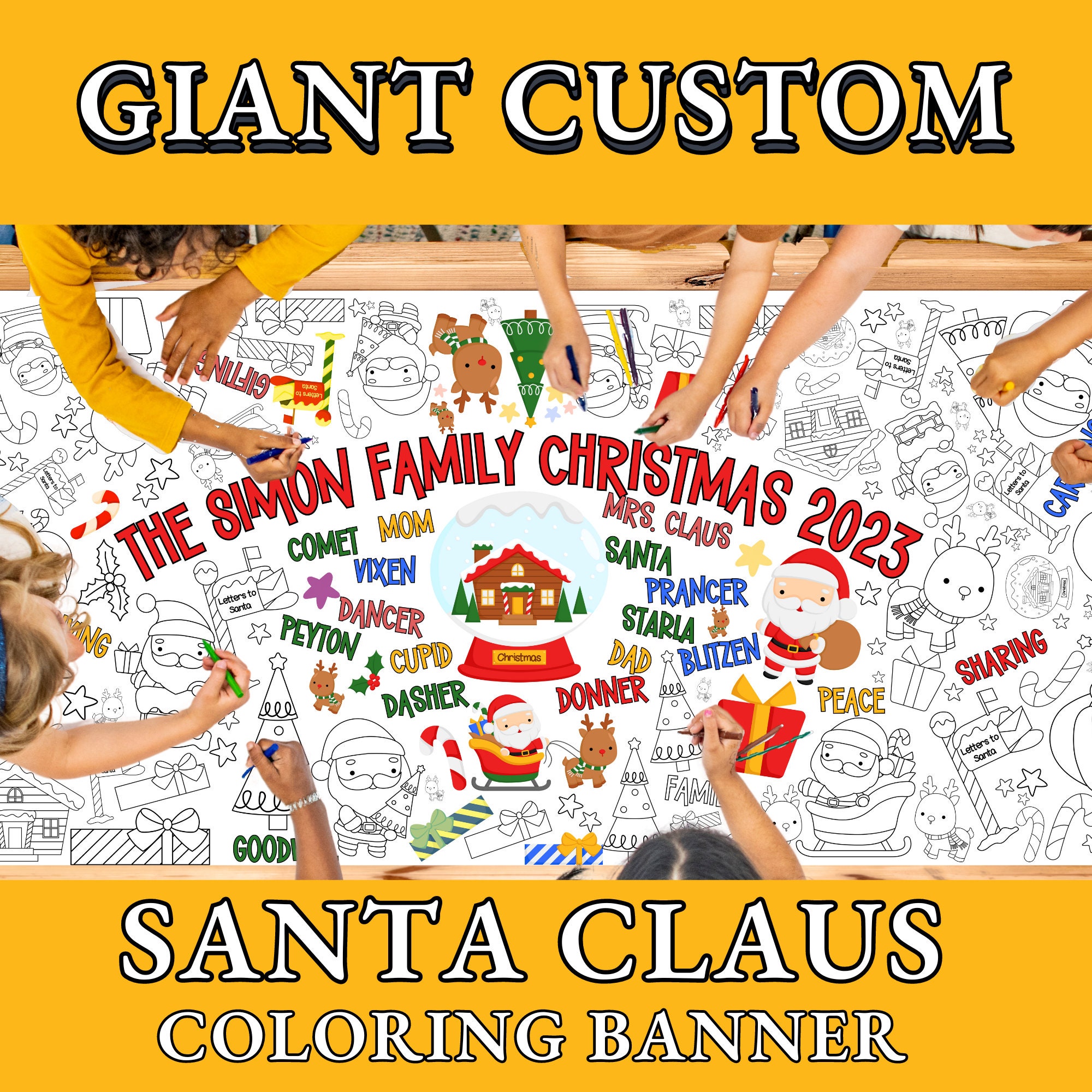 CUSTOM Giant Coloring Banner Personalized Christmas Coloring Pages