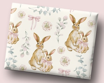Cottagecore Bunny Wrapping Paper Whimsical Baby Shower Gift Wrap Bunny Birthday Gift Wrap Easter Gift Wrap Cute Wrapping Paper