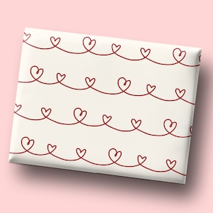 Drawn Hearts Wrapping Paper Red Valentine Gift Wrap Valentine Hearts Gift Wrap Anniversary Wrapping Paper Rolls Gift Wrapping for Him