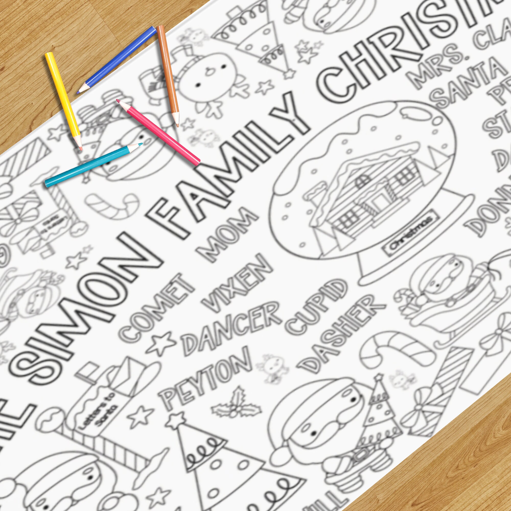 CUSTOM Giant Coloring Banner Personalized Christmas Coloring Pages