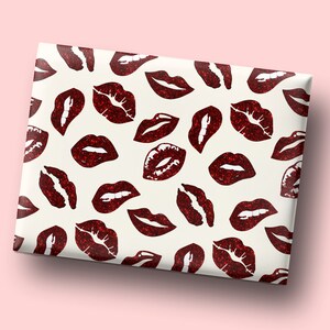 Fun Lips Wrapping Paper Valentine&#39;s Day Gift Wrap Romantic Wrapping Paper Glitter Lips Gift Wrap Craft Paper