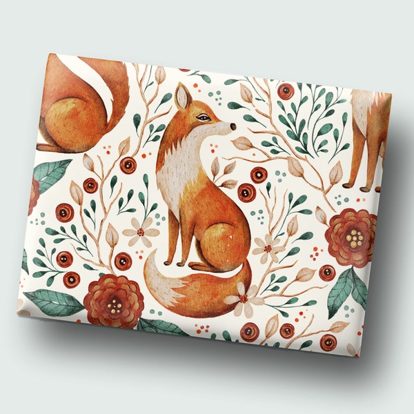 Fox Wrapping Paper Whimsical Fox Gift Wrap Fall Birthday Fox Gift Wrap Fox and Fauna Baby Shower Gift Paper Woodland Fox Wrapping Paper Gift