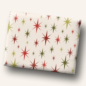 Retro Christmas Wrapping Paper Retro Stars 1950s Christmas Wrapping Paper Gift Wrap and Craft Paper