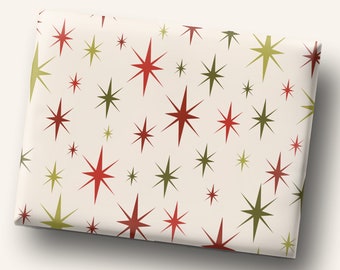 Retro Christmas Wrapping Paper Retro Stars 1950s Christmas Wrapping Paper Gift Wrap and Craft Paper