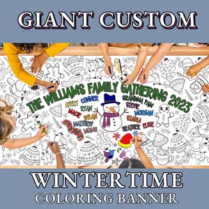 CUSTOM Giant Coloring Banner Personalized Table Runner Coloring Pages for Kids Coloring Tablecloth Holiday Banner Giant Coloring Banner