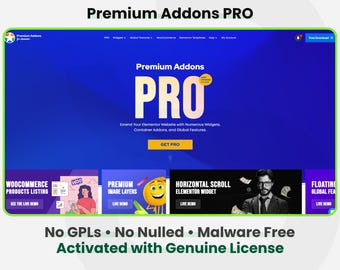 Premium Addons Pro: 1 sitio de por vida / Actualizaciones automáticas / Instalación rápida y segura de complementos de WordPress
