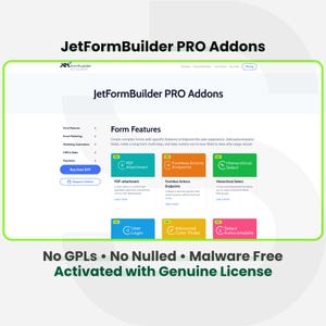 JetFormBuilder Pro Addons - 1 Site Lifetime | Auto Updates | Fast & Secure WordPress Plugin Installation Service