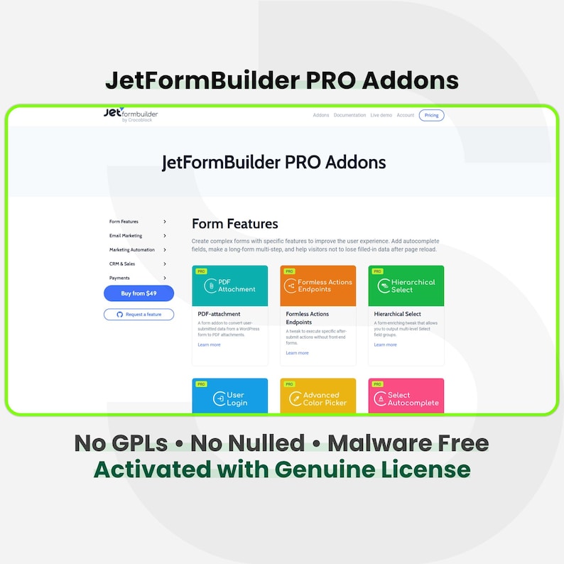 Jetformbuilder Pro Addons - 1 Site Lifetime | Auto Updates | Fast ...