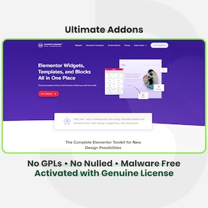 Ultimate Addons per Elementor - 1 sito a vita / Aggiornamenti automatici / Servizio di installazione di plugin WordPress veloce e sicuro