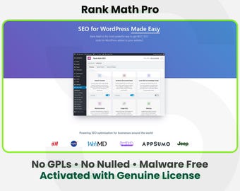 Rank Math Pro SEO - 1 site 1 an | Mises à jour automatiques | Service d'installation rapide et sécurisé du plugin WordPress