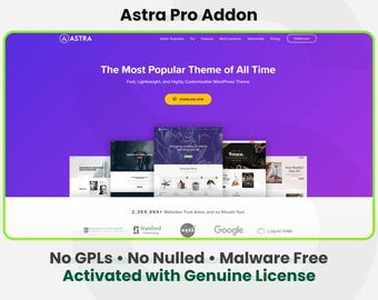 Astra Theme + Astra Pro Addon - 1 Site Lifetime | Auto Updates | Fast & Secure WordPress Plugin Installation Service