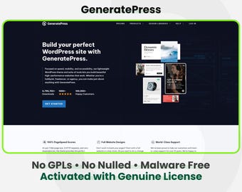 GeneratePress Premium – 1 witryna na całe życie | Automatyczne aktualizacje | Szybka i bezpieczna usługa instalacji wtyczek WordPress
