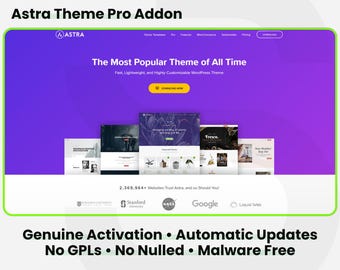Astra Theme Pro Addon: 1 Website-Lebensdauer. Plug-in-Installations-Service mit echten lizenzierten automatischen Updates.