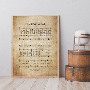 It Is Well With My Soul Digital Download Vintage Wall Art Print, Church Hymn Religious Poster, Bible Sheet Music Home Office Wall Decor Art