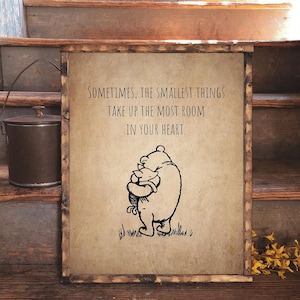 Digital Winnie The Pooh Classic The Smallest Things Wall Art, Instant Download Nursery Poster, Baby Shower Gift, Vintage Quote Print