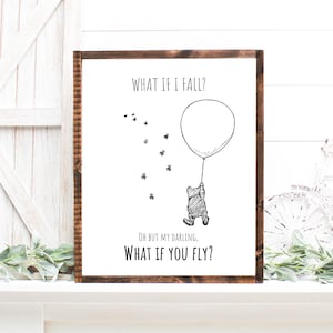Digital Winnie The Pooh Classic What If I Fall Wall Art, Instant Download Nursery Poster, Baby Shower Gift, Vintage Quote Print