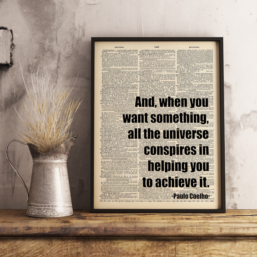 When You Want Something Paulo Coelho Digital Wall Art Print, Instant Download Quote Poster, Book