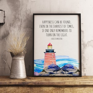 Happiness Can Be Found Albus Dumbledore Digital Wall Art, Instant Download Quote Poster, Room Wall Decor, Vintage Quote Wall Art Gift Print