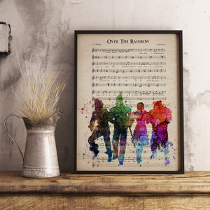 Partituras de Over The Rainbow, arte de pared digital, póster con cita de descarga instantánea, decoración de pared para habitación universitaria, impresión de regalo con cita vintage