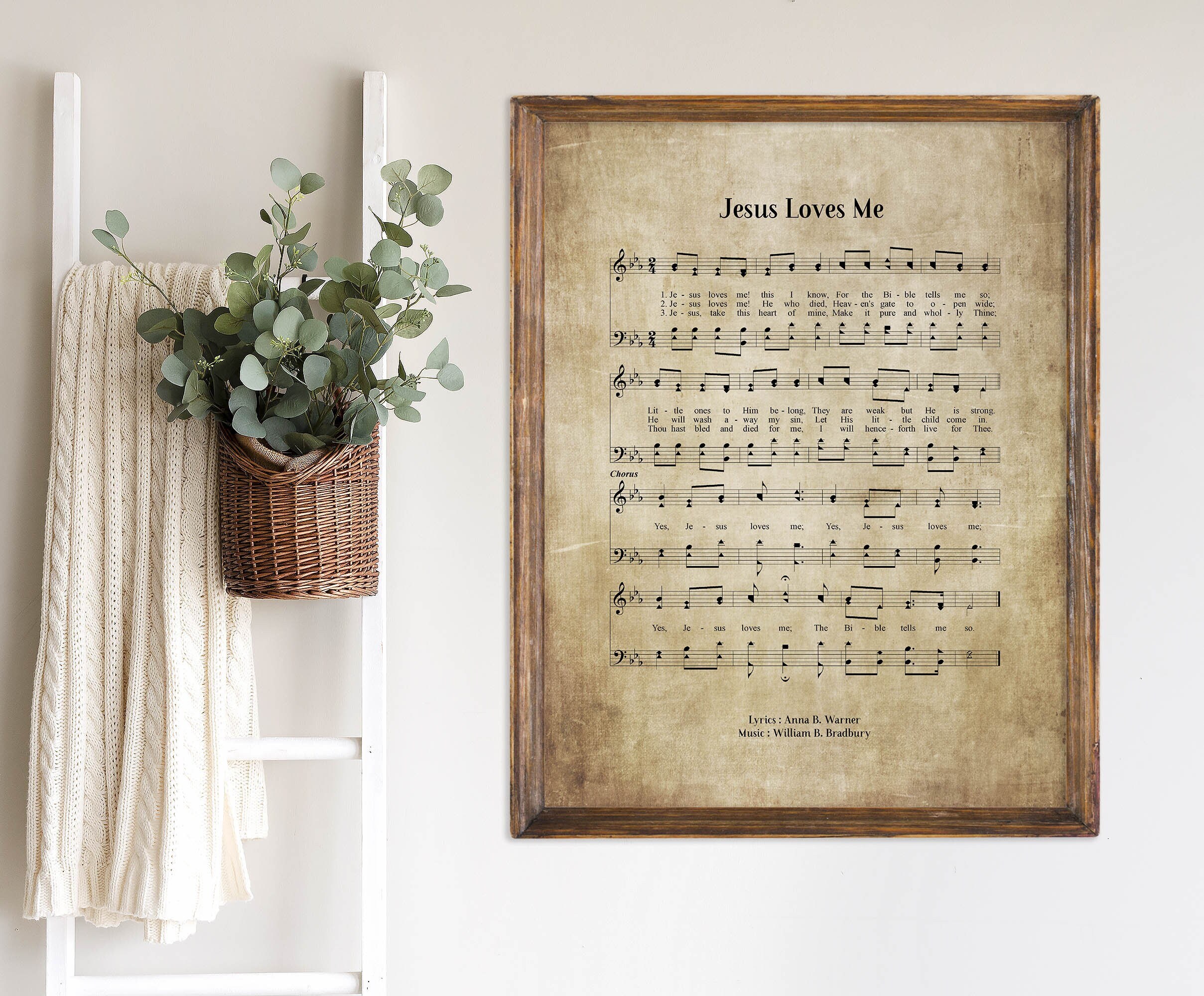 Jesus Loves Me Digital Download Vintage Wall Art Print, Church Hymn ...