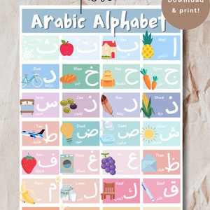Poster Arabisches Alphabet | Lernposter | Lernen Sie das arabische Alphabet für Kinder