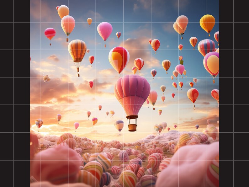 Pink Hot Air Balloon Digital Backdrop Girls Toddlers Studio Etsy