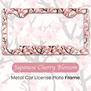 Floral License Plate Frame Japanese - Sakura Cherry Blossom Flowers