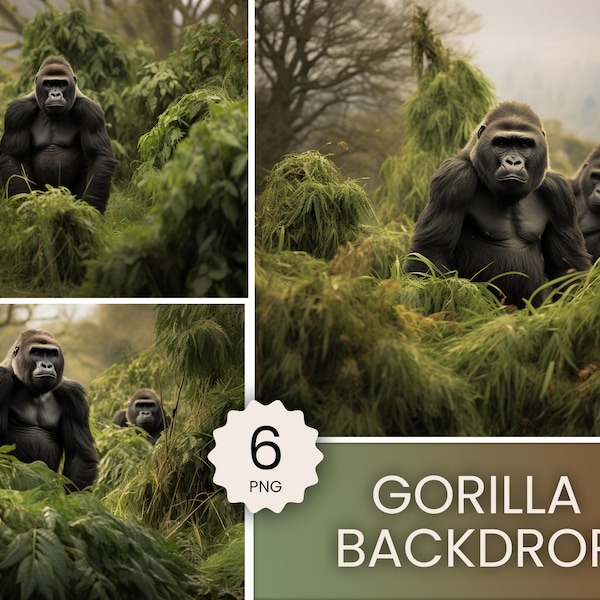 Giant Gorilla Digital Backdrop Digital Wildlife Backdrop Digital Photography Backdrop Digital Background Photoshop Overlay Gorilla Backgroun