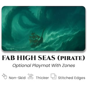 Tapete de jogo FAB High Seas com zonas, tapete de jogo de cartas colecionáveis com tema de pirata, tapete de jogo de torneio FAB para jogos competitivos, acessórios High Seas